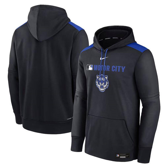 Men's Detroit Tigers Black City Connect Therma Pullover Hoodie